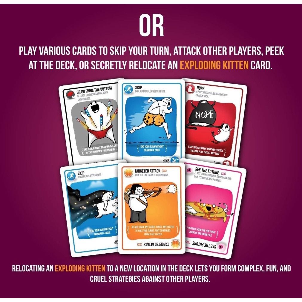 Exploding Kittens Party Pack Card Game Party Game Family Game, Hobbies ...