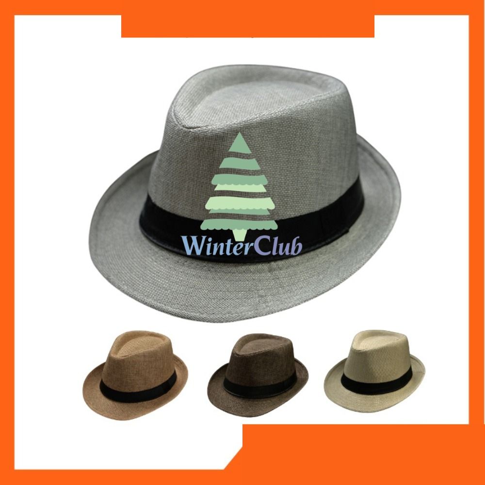 Men's Beach Hat Summer Panama Cap Casual Trilby Fedora Hat Male Straw Hat  UV Protection Wide Brim Sombrero (Beige)