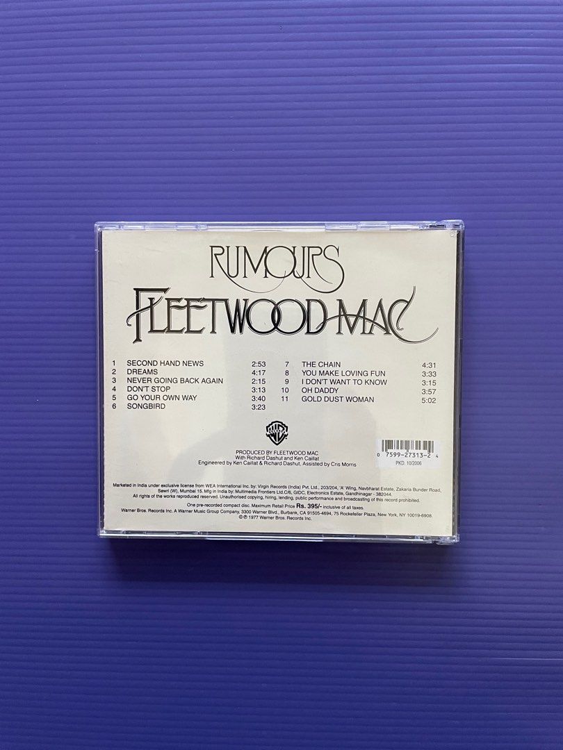 Fleetwood Mac Rumours CD, Hobbies & Toys, Music & Media, CDs & DVDs on