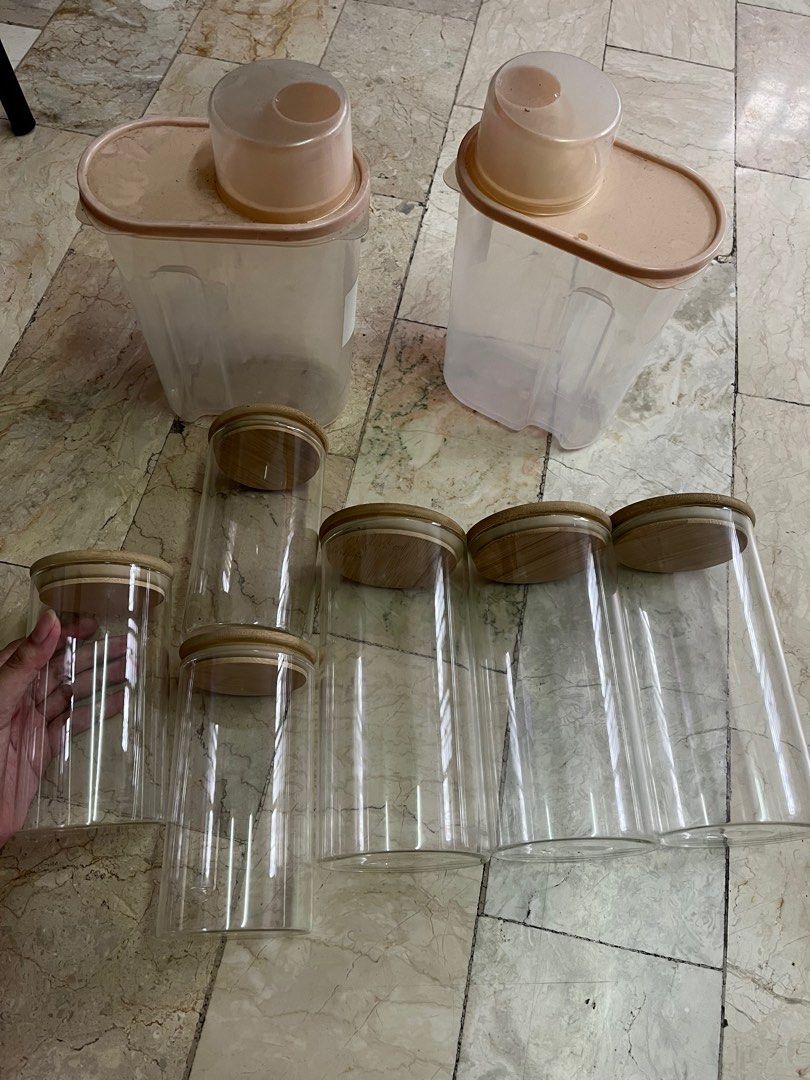 Glass and plastic jars for food storage, Furniture & Home Living