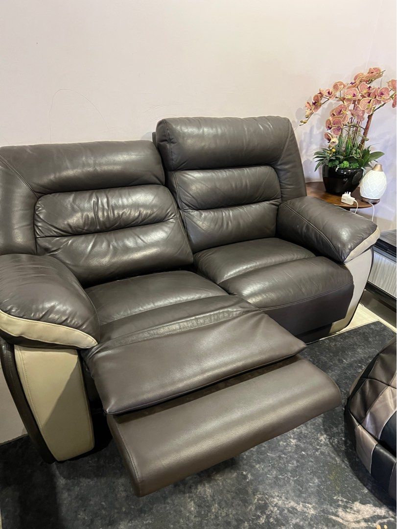 Full leather recliner sofa, Furniture & Home Living, Furniture, Sofas on Carousell