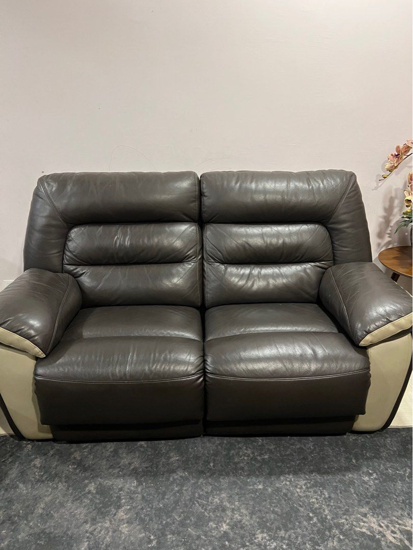 Full leather recliner sofa, Furniture & Home Living, Furniture, Sofas on Carousell