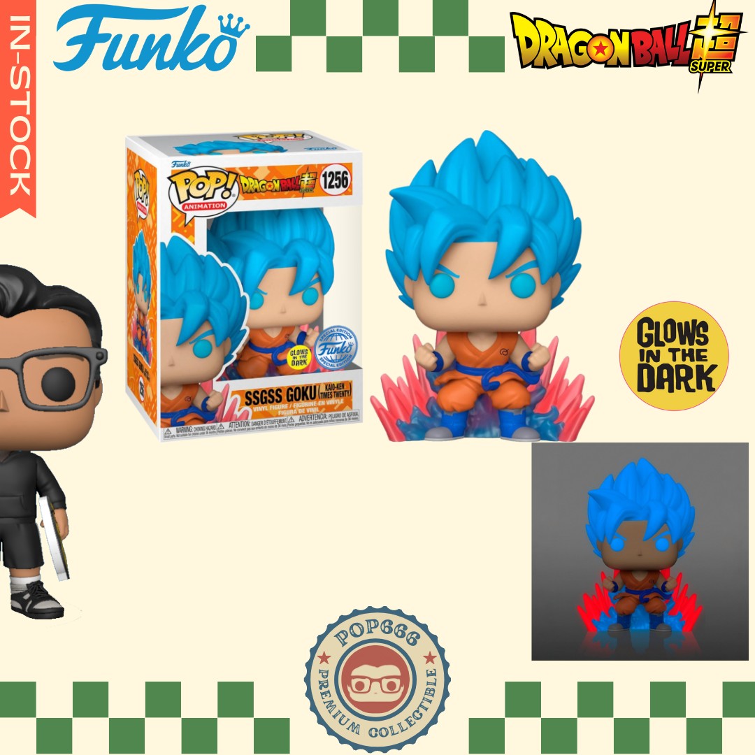 Funko POP ! Animation : Dragon Ball Super - SSGSS Goku (Kaio-ken Times  Twenty) (1256) Glow in the Dark (Funko Special Edition), Hobbies & Toys,  Toys & Games on Carousell
