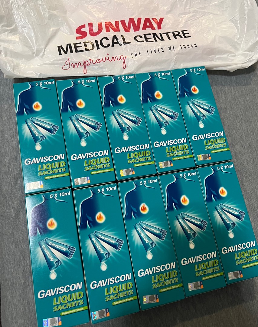 Gaviscon Liquid Sachets 10ml x5 per box, Health & Nutrition, Medical