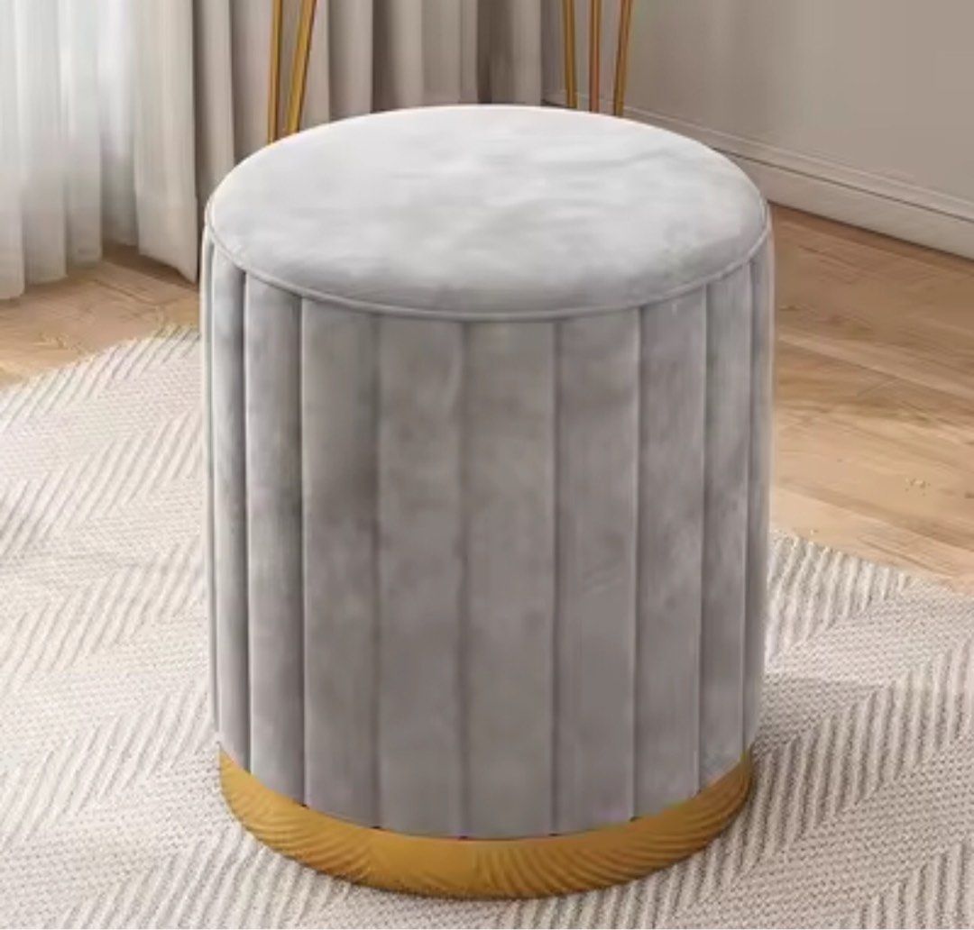 Grey Velvet Stool Furniture Home Living Furniture Chairs on