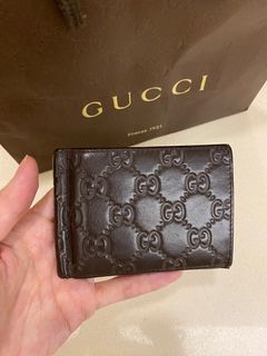 Gucci Dark Brown Guccissima Leather Money Clip Wallet Gucci