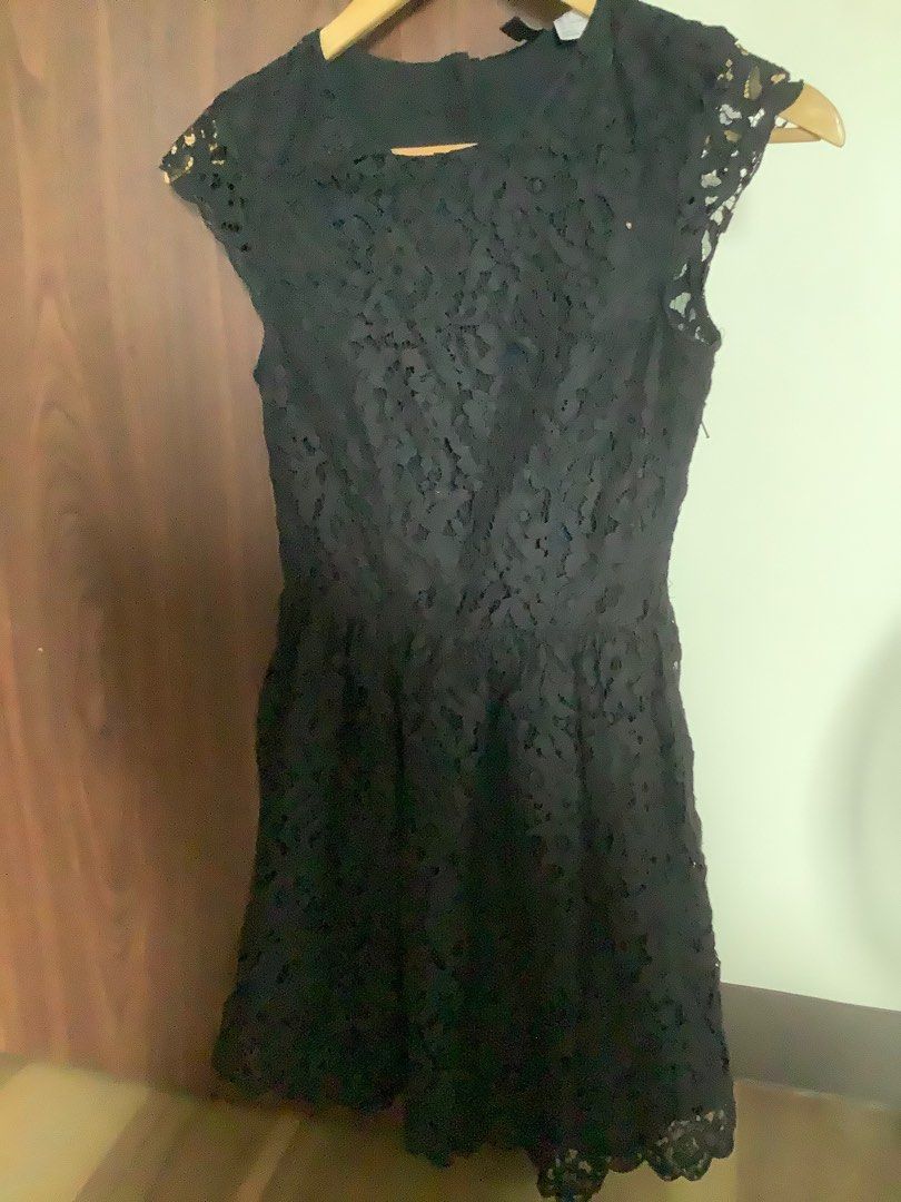blue dress for baby girl Black Lace Overlay Split Maxi Dress – Selene Dress main image 0