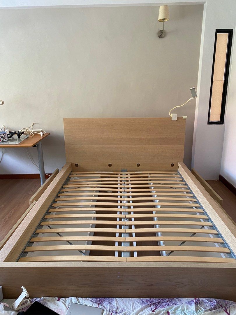 IKEA queen size bedframe with 4 drawers, Furniture & Home Living