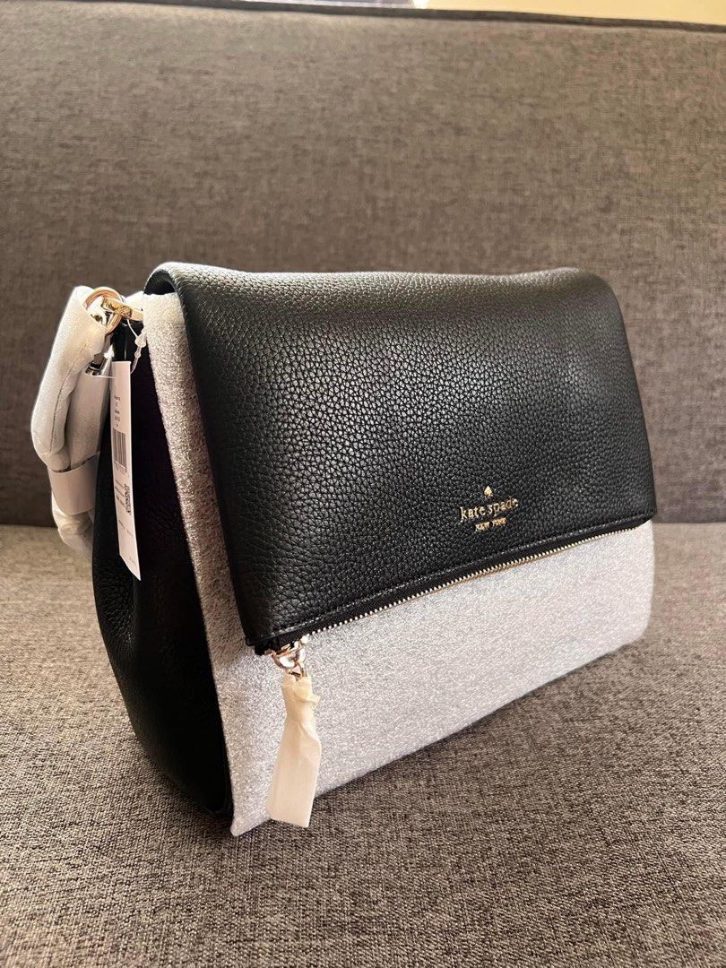 Kate Spade Leila medium flap shoulder bag with crossbody strap in black,  Luxury, Bags & Wallets on Carousell