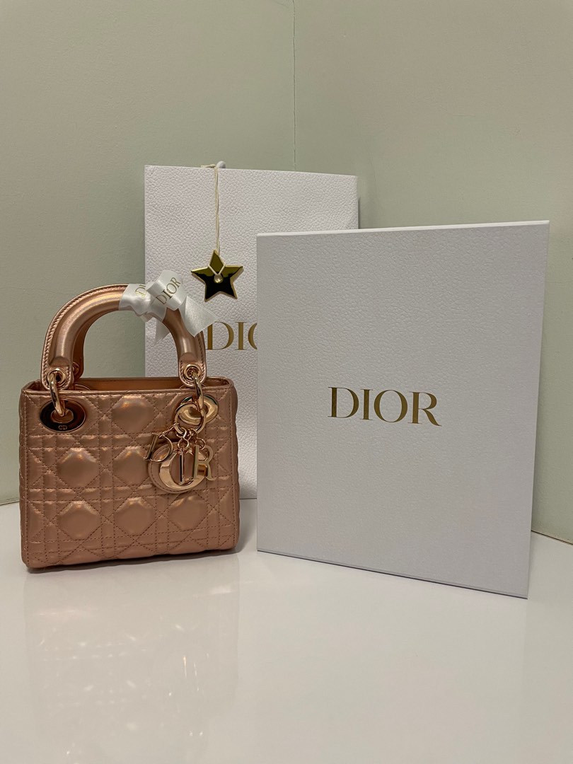 Small Lady Dior My ABCDior Bag Metallic GoldTone Cannage Calfskin  DIOR