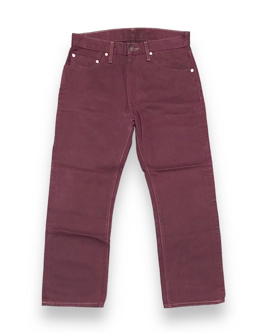 Burgundy jeans mens shop levis