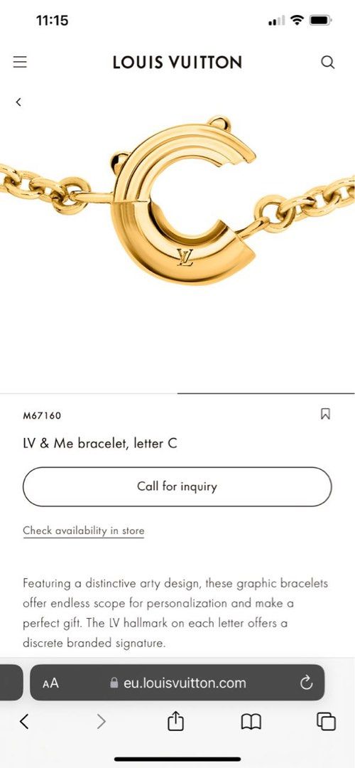 Louis Vuitton, LV & Me Bracelet, Letter C, Luxury, Accessories on