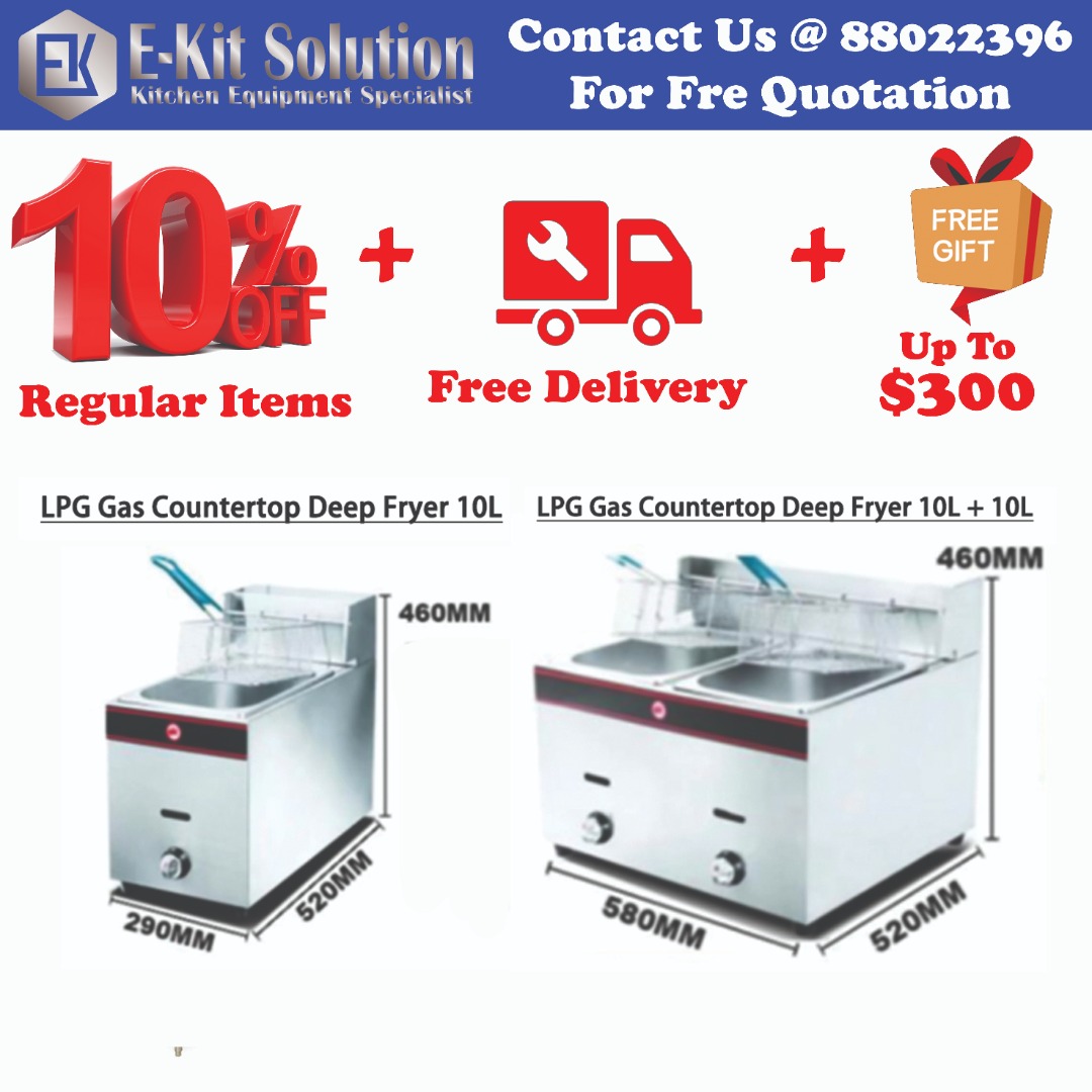 LPG Gas Countertop Deep Fryer, TV & Home Appliances, Kitchen Appliances
