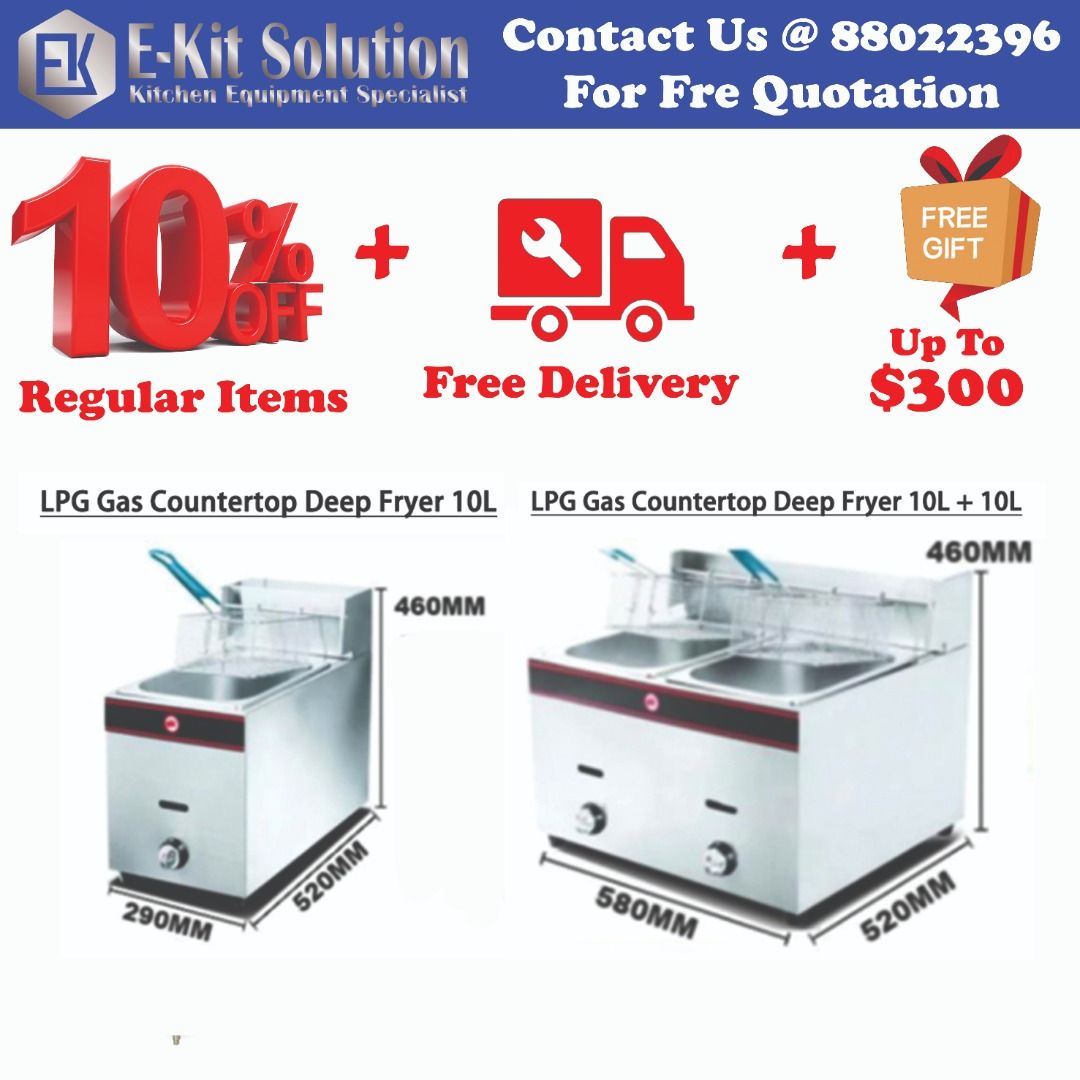 LPG Gas Countertop Deep Fryer, TV & Home Appliances, Kitchen Appliances