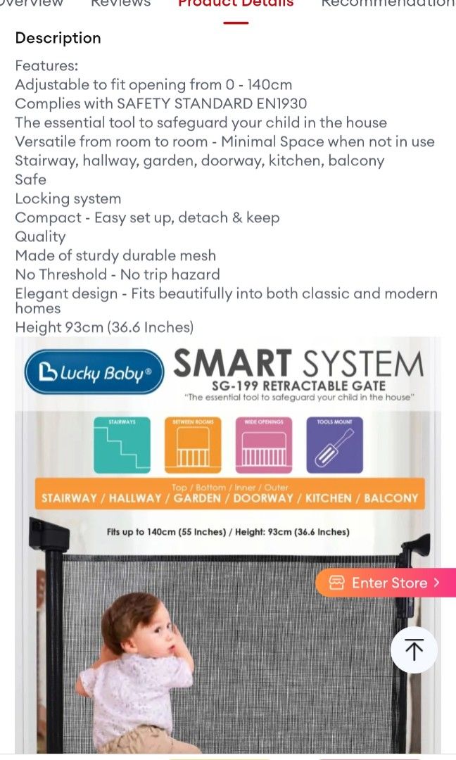 Lucky baby smart system retractable gate sales