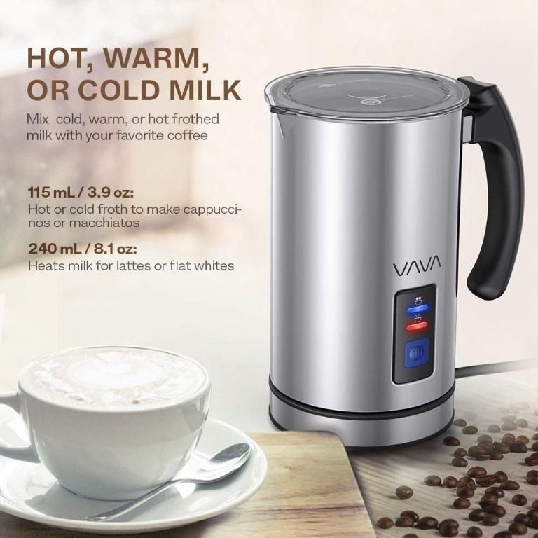 Milk Frother and Warmer[2021 Upgrade], VAVA Electric Milk Steamer