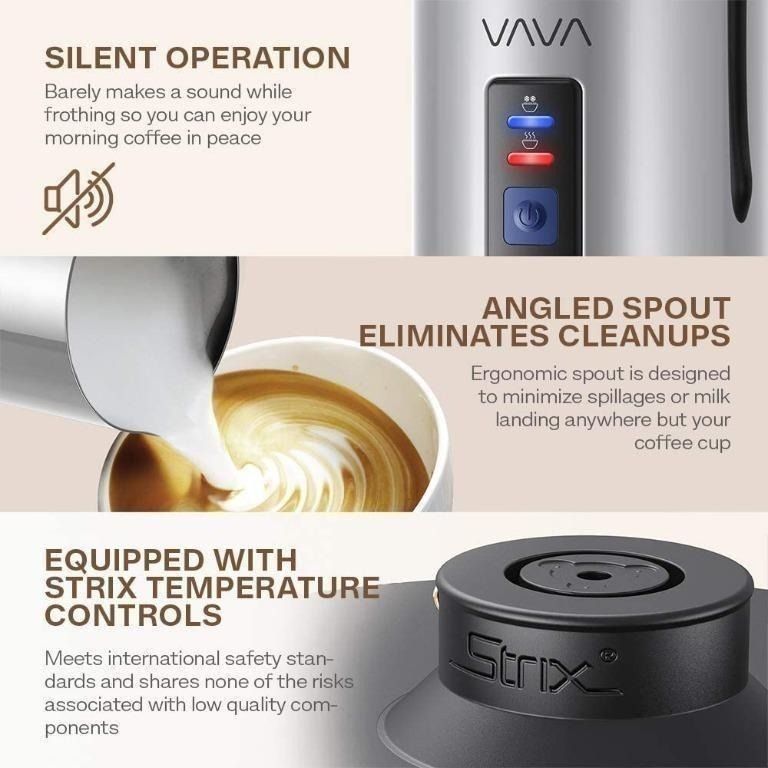 Milk Frother and Warmer[2021 Upgrade], VAVA Electric Milk Steamer