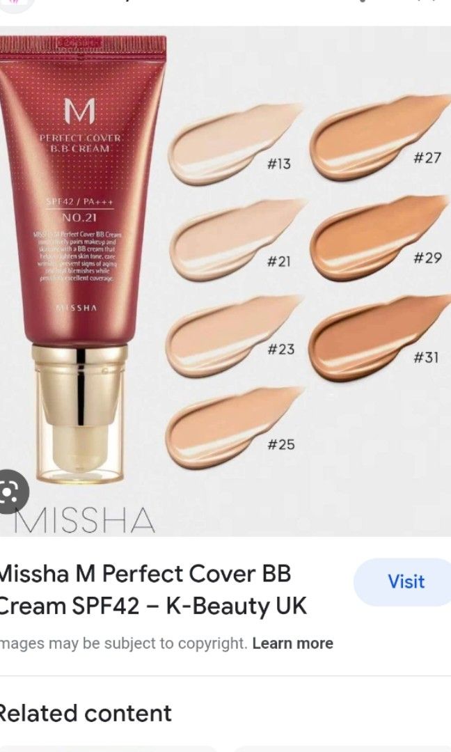Missha Perfect Cover BB Cream SPF 42 PA+++ 20ml, Beauty & Personal Care, Face, Makeup on Carousell