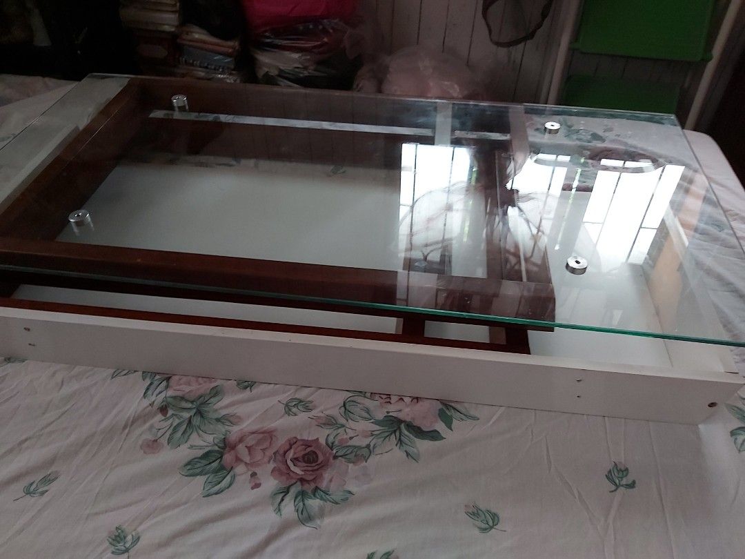 Contemporary Computer Desk Glass and Wood Office Desk on Carousell