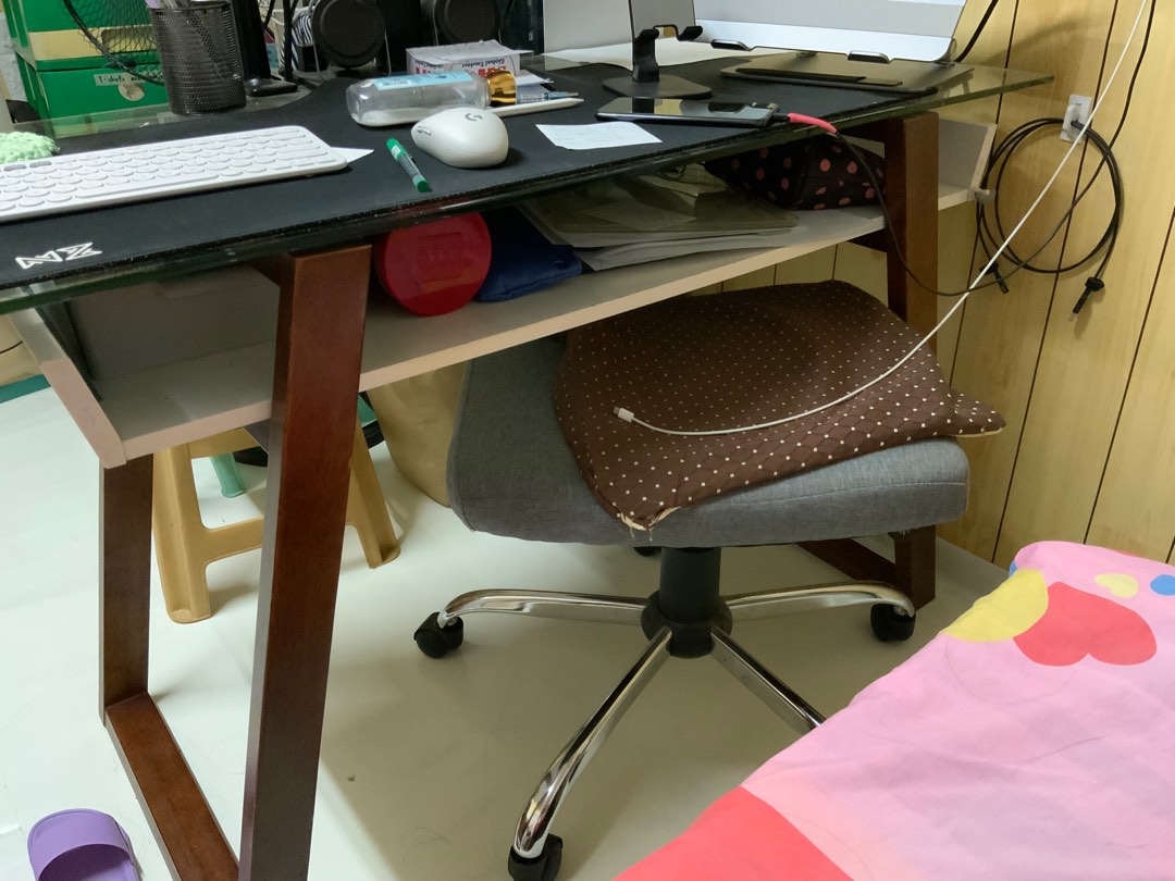 Contemporary Computer Desk Glass and Wood Office Desk on Carousell