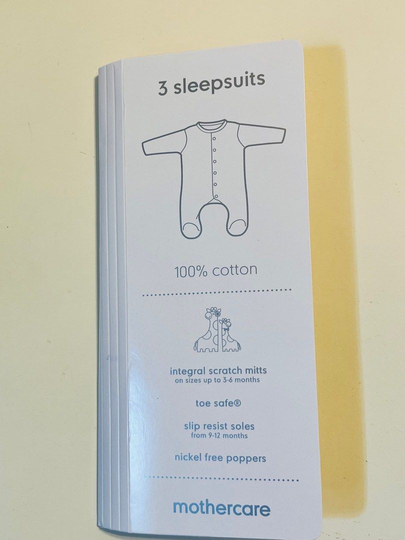 Mothercare Unisex Monochrome Sleepsuits Set of 3 3 6m