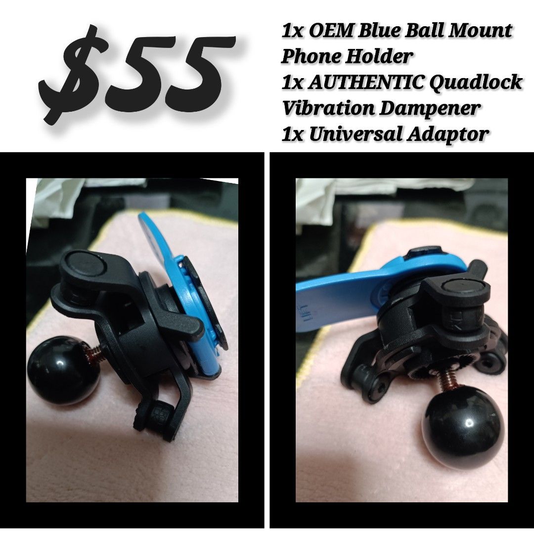 Motorcycle Ball Mount Phone Holder Mount with Quadlock Vibration Dampener, Motorcycles