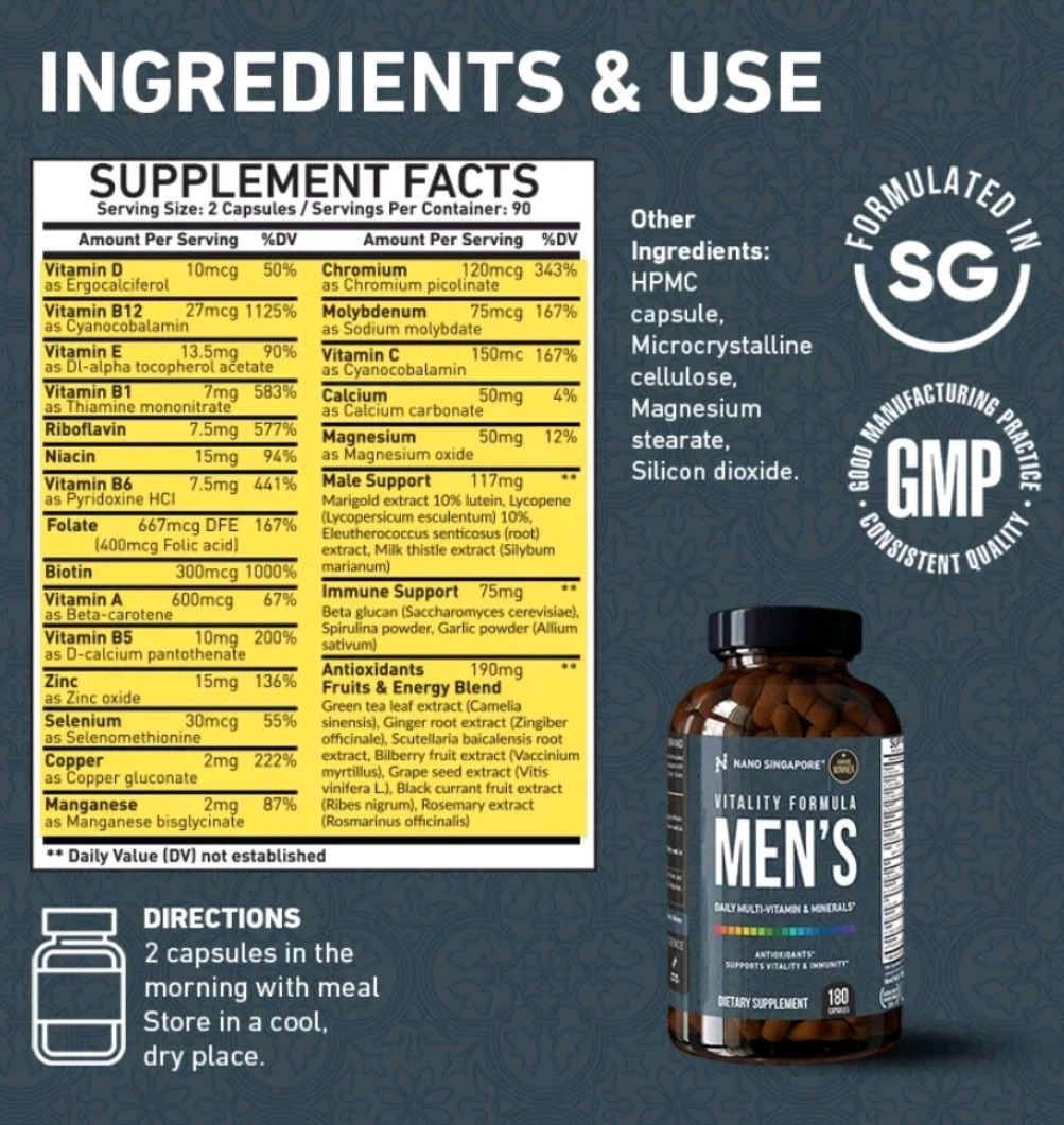 Nano Singapore Men's multivitamin, Health & Nutrition, Health