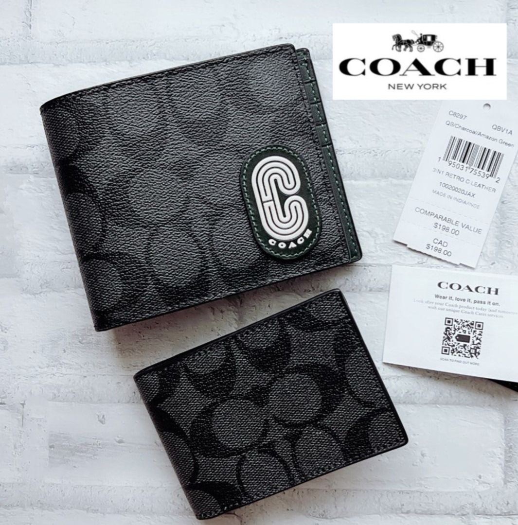 New Coach Original 3 In 1 Wallet In Colorblock Signature Canvas With Coach Patch Wallet For Men Come with Complete Set Suitable For Gift