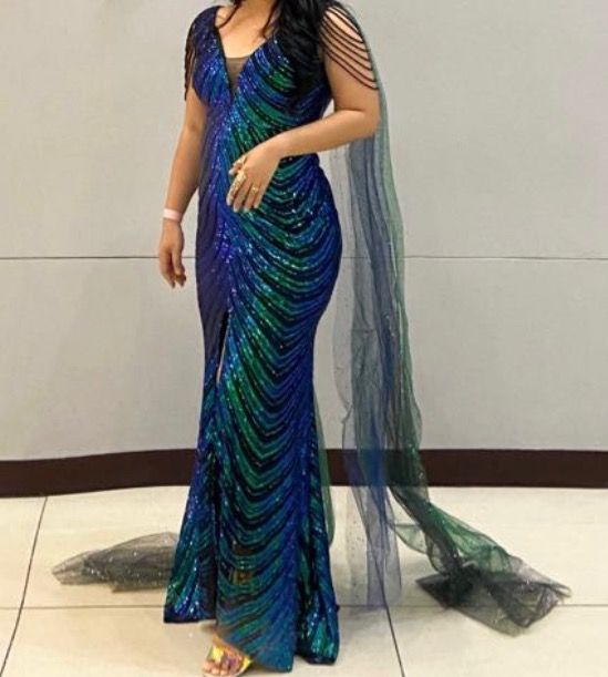 Northern Lights Gown Aurora borealis gown with cape on Carousell