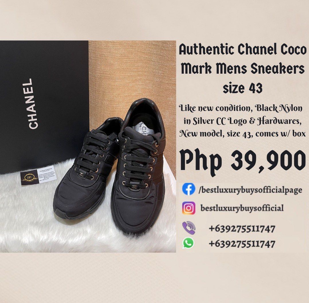 Onhand Authentic Chanel Coco Mark Mens Low Cut Ankle Sneakers Rubber Shoes  size 43, Luxury, Sneakers & Footwear on Carousell