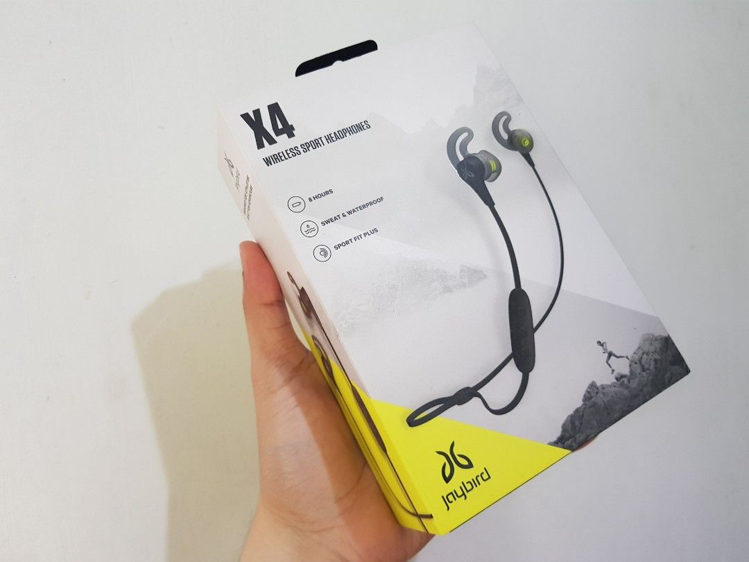 Original Jaybird X4 - Wireless bluetooth headset (Category: Earphones) located in Pasig City. Submitted by declutter_a_ciro (Listing ID 1226210283, Image 2). Description: Original Jaybird X4 Complete accessories Unused buds Box Charger Manual Wireless bluetooth headset Last price posted Meet-up: BGC.