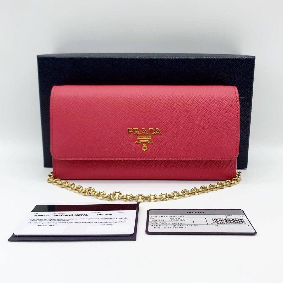 Prada Pink Saffiano Leather Wallet on Chain, Luxury, Bags & Wallets on  Carousell