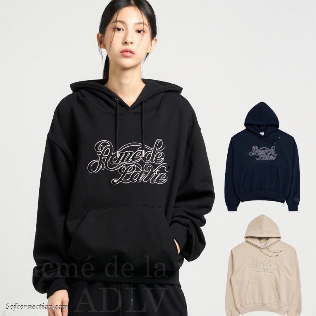 Promo ADLV Curly Logo Emboss Embroidery Basic Hoodie Men s Fashion Tops Sets Tshirts Polo Shirts on Carousell