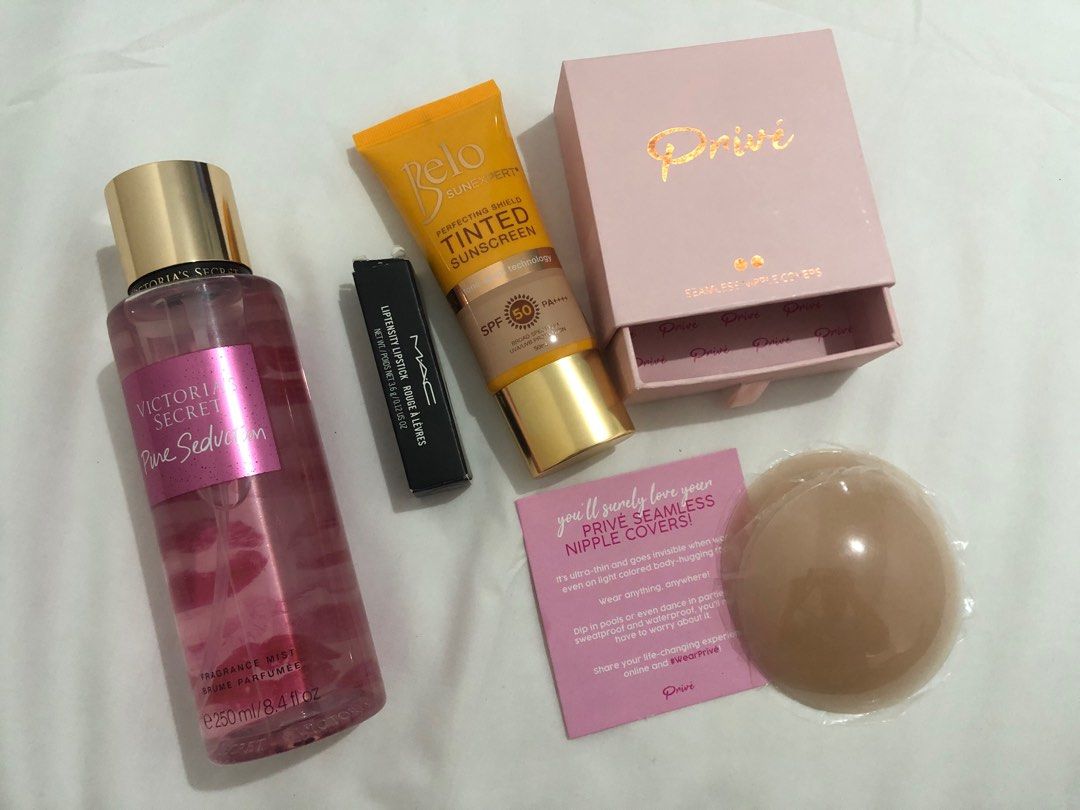 Random Make up (Category: Makeup) located in Hagunoy. Submitted by anastasiasy (Listing ID 1226139459, Image 1). Description: VIctoria Secret Pure Seduction- 700 Previe Nipple Cover- 250 Mac Lipstick Auth - 400 Belo Sunscreen -250.