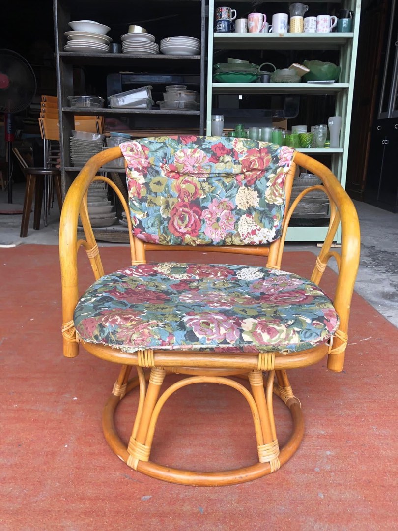 Rattan chair 20L x 16W x 12H seat height inches Sandalan height 24