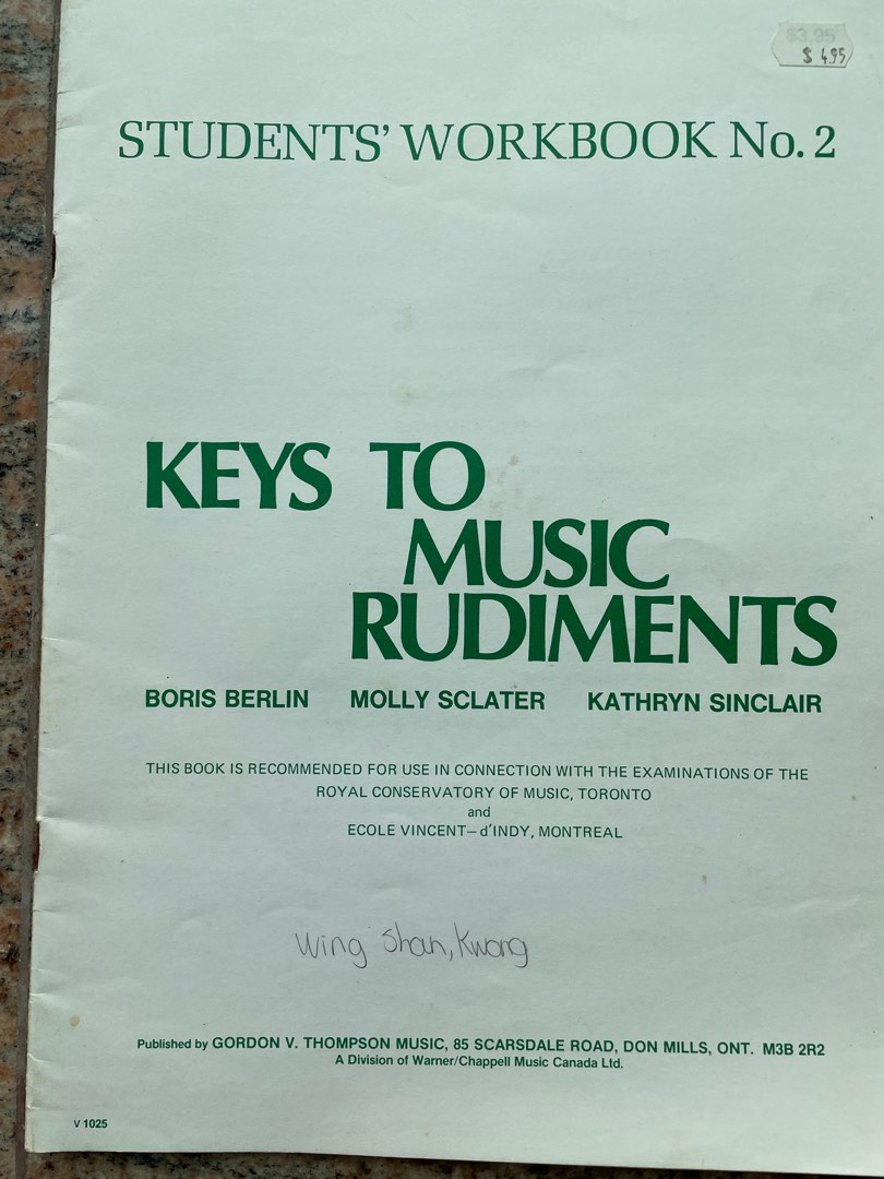RCM Key to Music Rudiments Student Workbook 2, 興趣及遊戲, 書本 & 文具, 教科書 ...