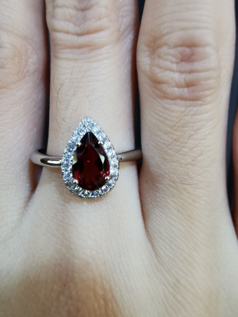 Genuine red garnet ring Women s Fashion Jewelry Organisers