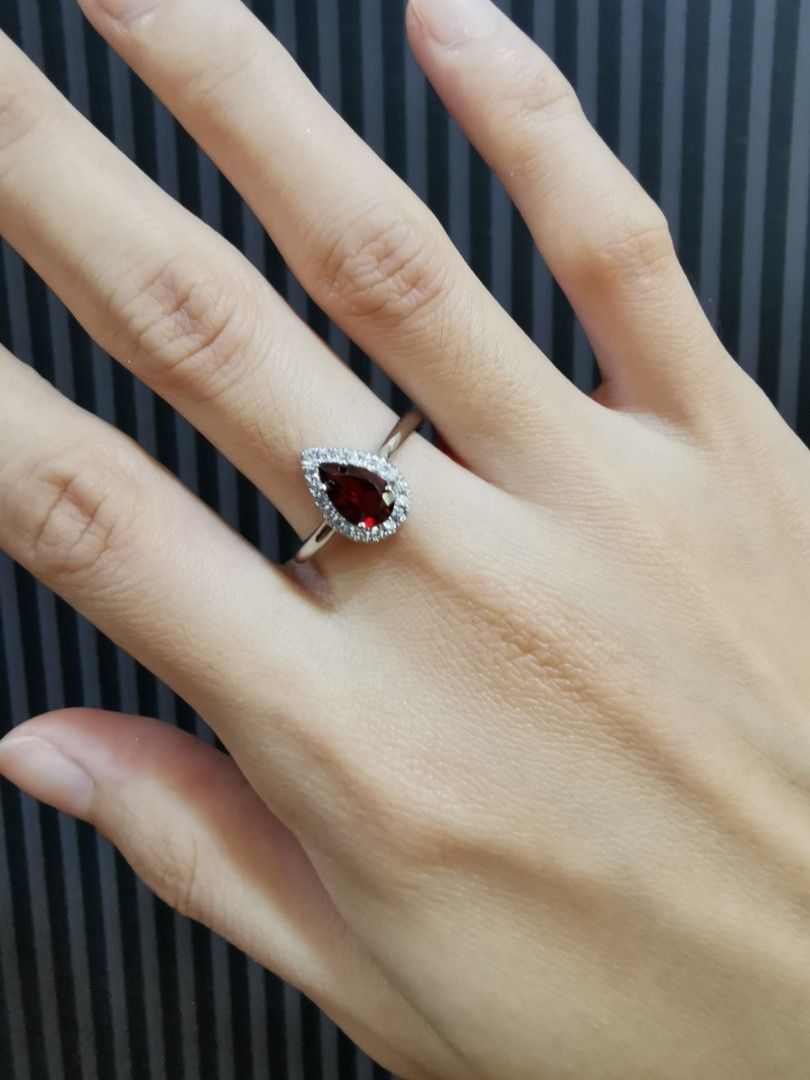 Genuine top garnet ring