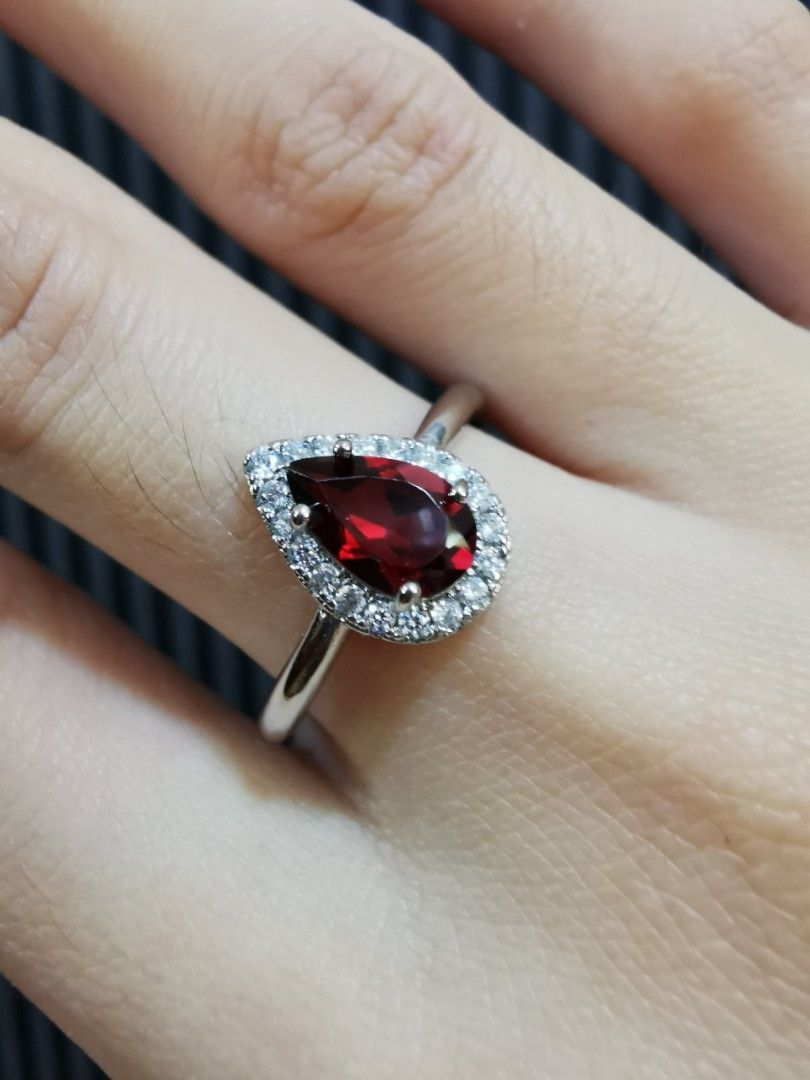 Genuine red garnet ring Women s Fashion Jewelry Organisers