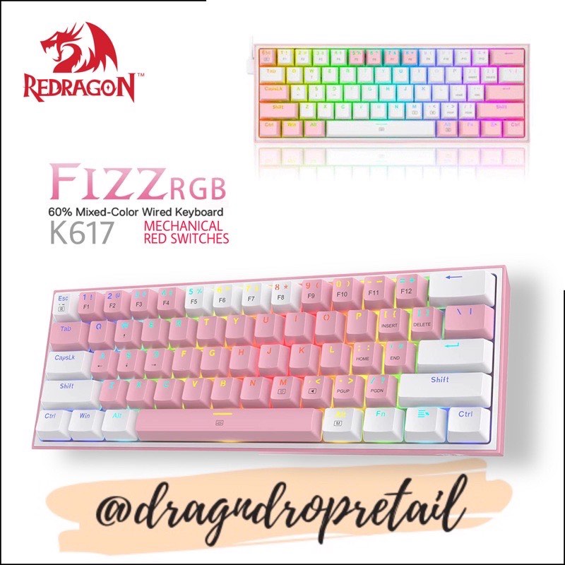 Redragon FIZZ K617 60% Wired RGB Gaming Keyboard, 61 Keys Compact ...