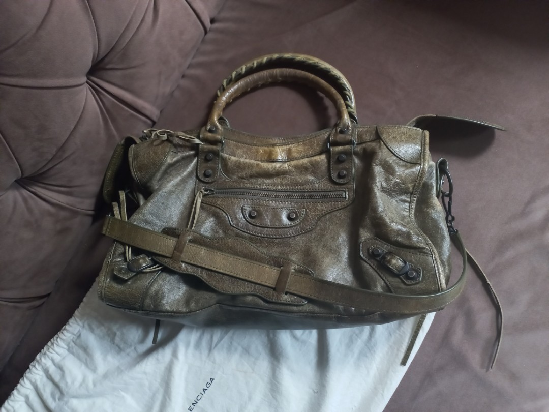 Balenciaga city top bag olive