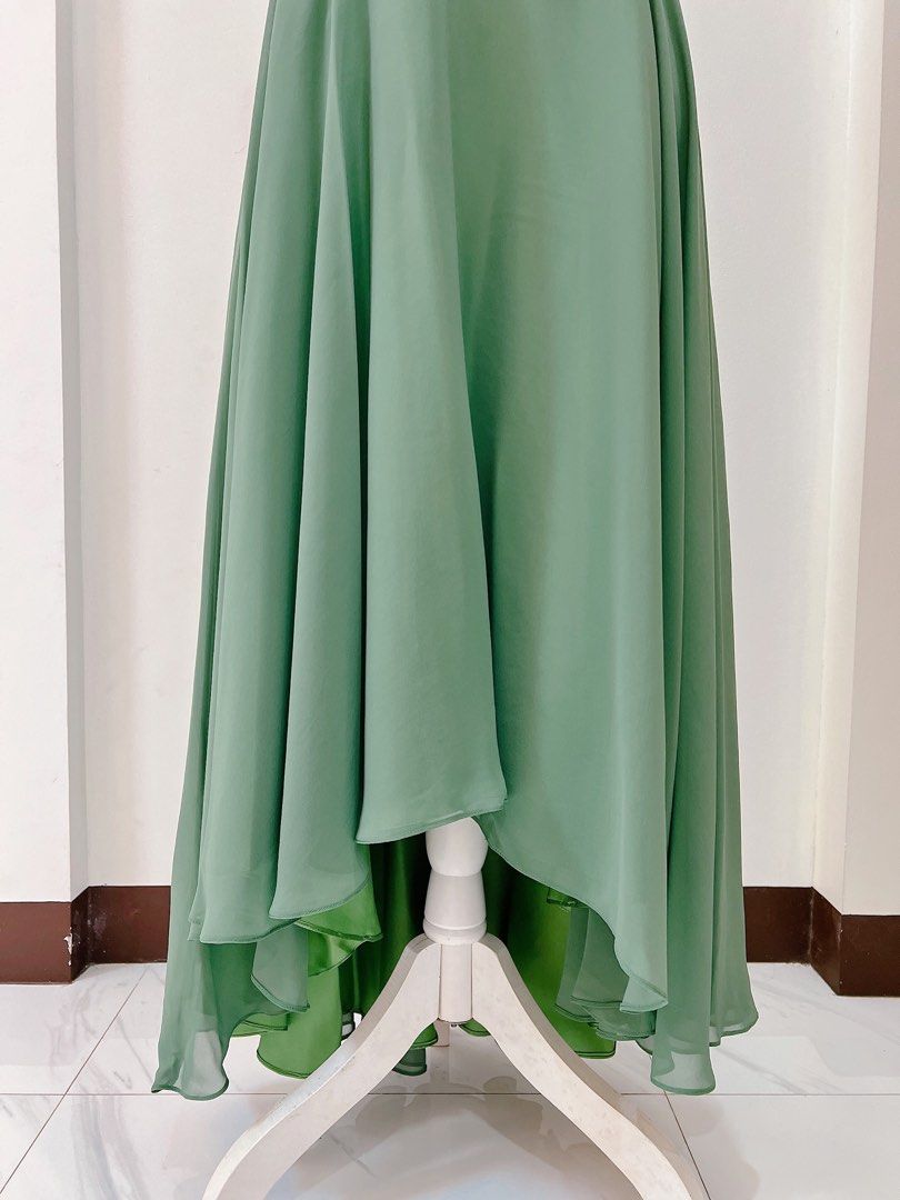 Sage Green HiLow Ninang Gown Dress on Carousell