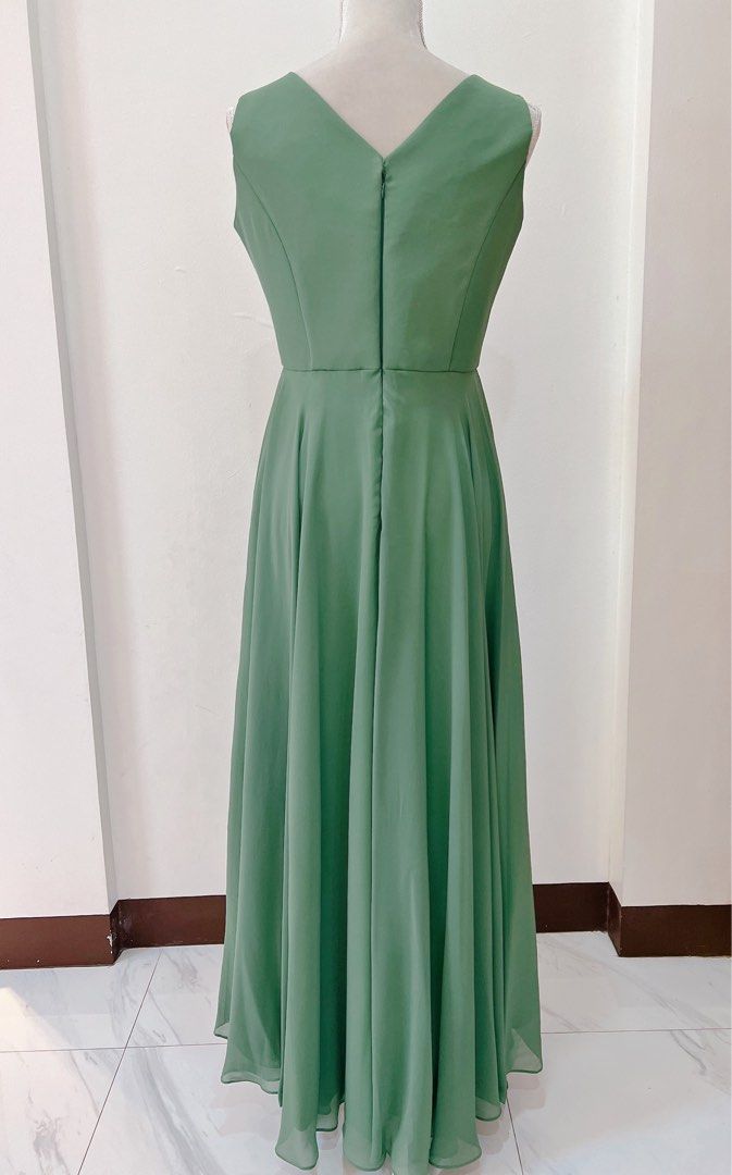 Sage Green HiLow Ninang Gown Dress on Carousell