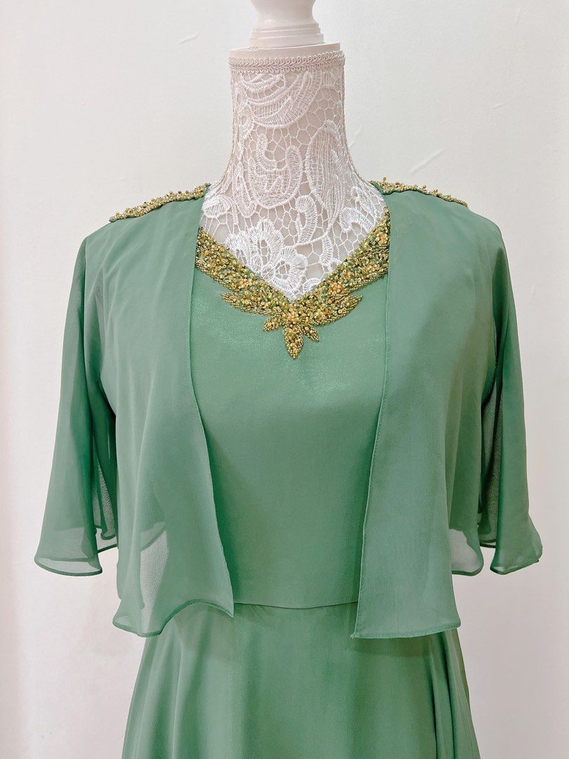 Sage Green Hi Low Ninang Gown Dress