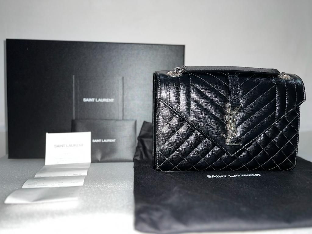 Saint Laurent ysl envelope medium chain bag in mix matelasse grain