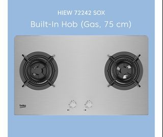 🔥SALE BEKO 75cm BUILT IN HOB STAINLESS STEEL COOKTOP 2 GAS MODEL👉 HIEW72242SOX