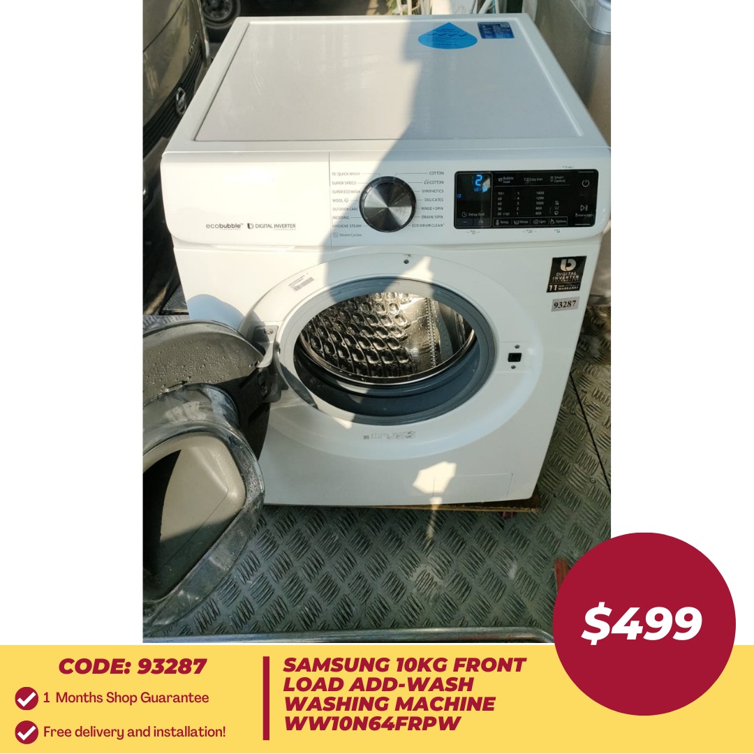 SAMSUNG 10KG Front Load AddWash Washing Machine WW10N64FRPW (93287