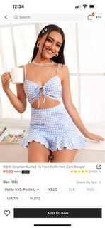 Shein Blue Gingham Summer Romper
