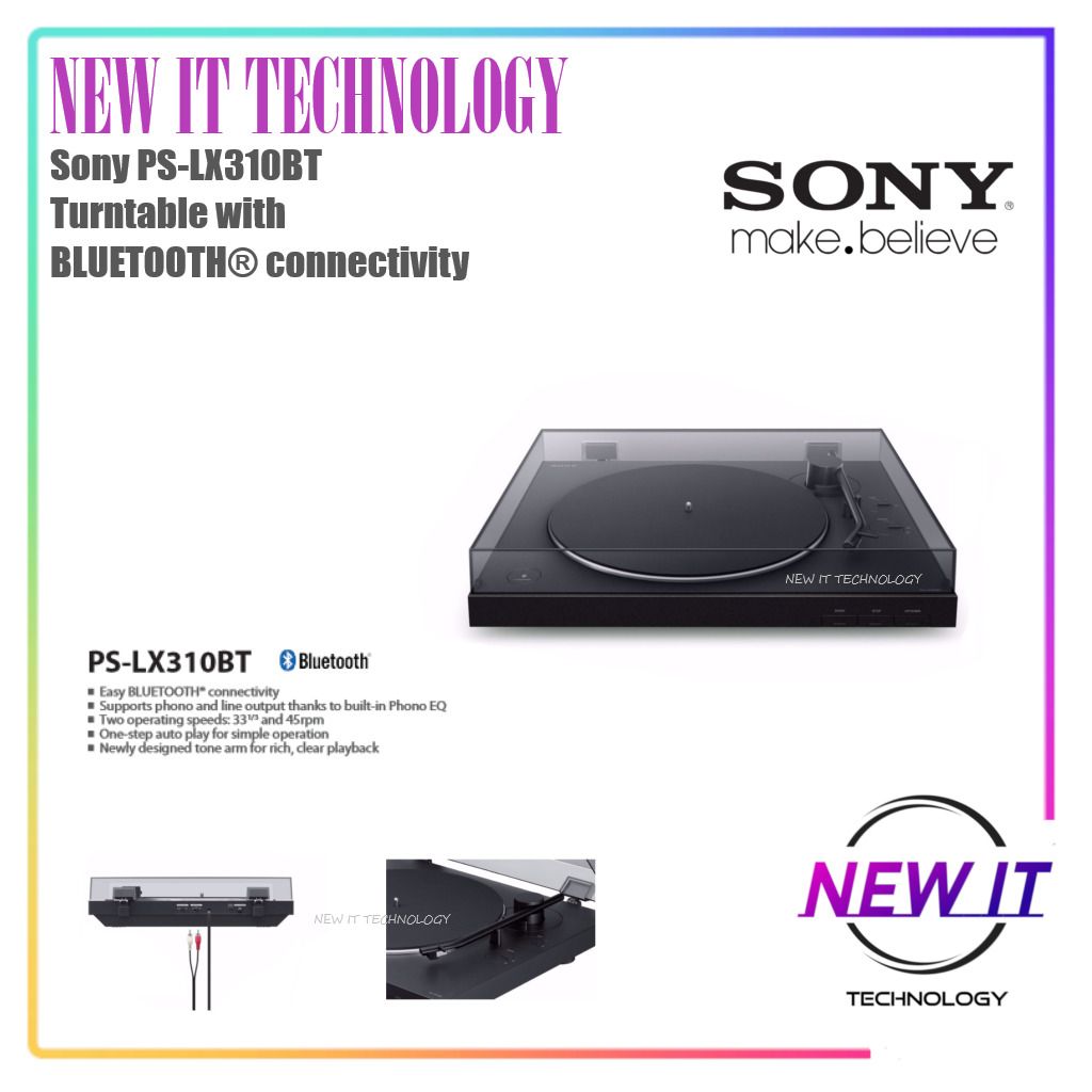  Sony PS-LX310BT Belt Drive Turntable: Fully Automatic Wireless  Vinyl Record Player with Bluetooth and USB Output Black : Electronics