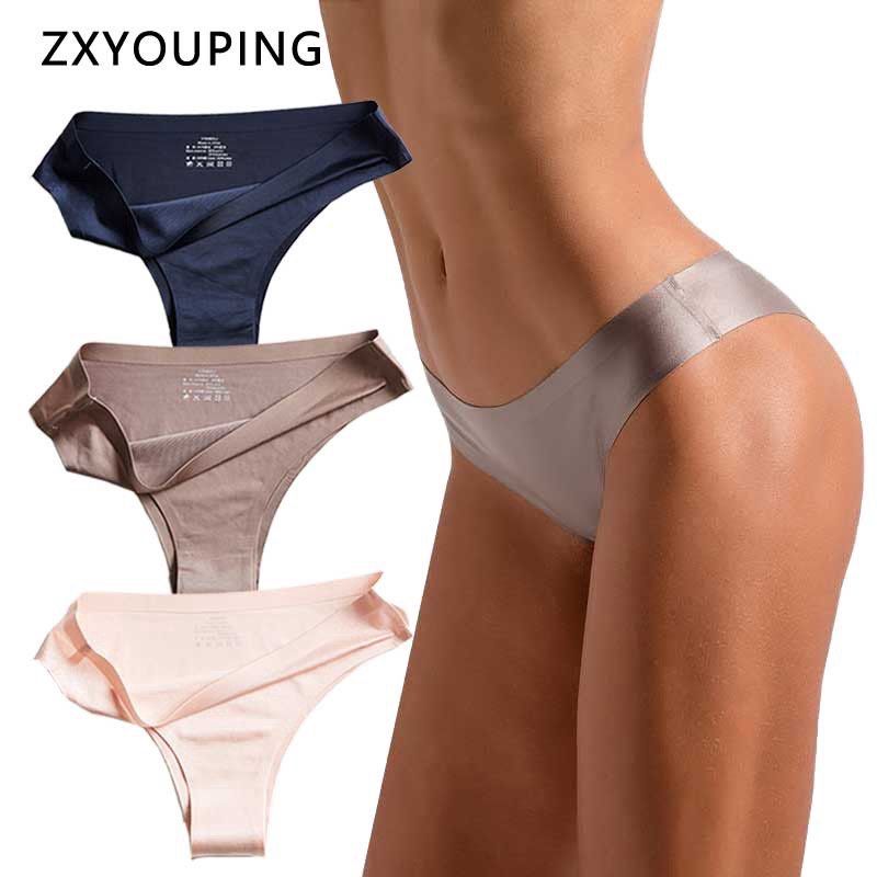 Sport Thong Women Panties Ice Silk G String Seamless Underwear Plus Size